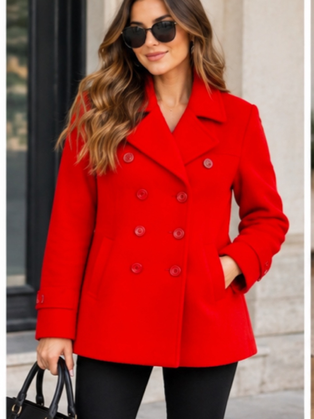 Wool Jones Classic Red Double-Breasted Women's Peacoat Sz 12